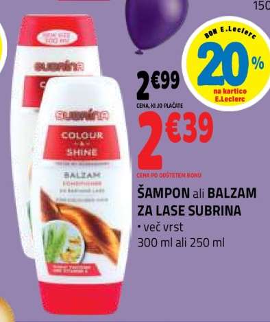 ŠAMPON ali BALZAM ZA LASE SUBRINA
