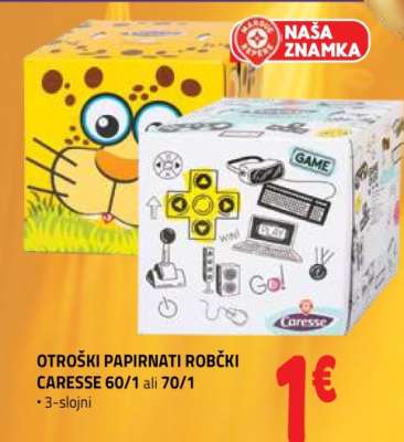 OTROŠKI PAPIRNATI ROBČKI CARESSE 60/1 ali 70/1