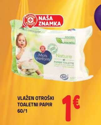 Vlažen otroški toaletni papir