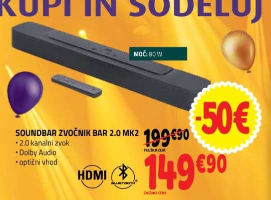 SOUNDBAR ZVOČNIK BAR 2.0 MK2