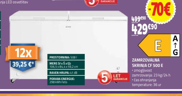Zamrzovalna skrinja CF 500 E