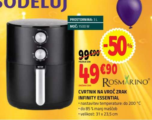 CVRTNIK NA VROČ ZRAK INFINITY ESSENTIAL