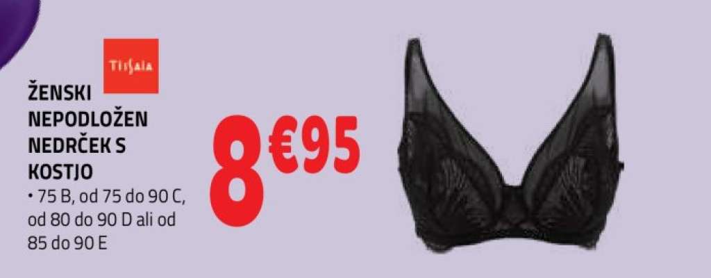 ŽENSKI NEPODLOŽEN NEDRČEK S KOSTJO