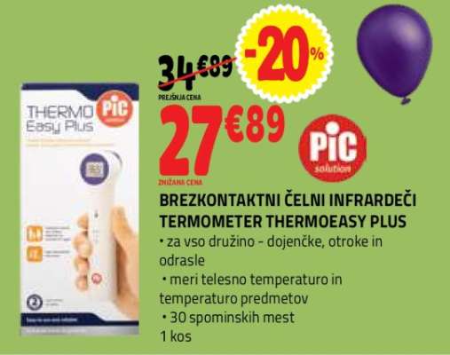 BREZKONTAKTNI ČELNI INFRARDEČI TERMOMETER THERMOEASY PLUS