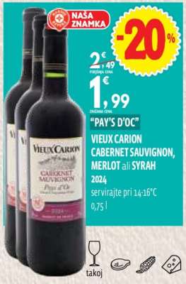 VIEUX CARION CABERNET SAUVIGNON, MERLOT ali SYRAH