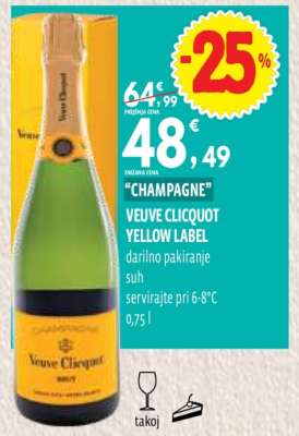 "CHAMPAGNE" VEUVE CLICQUOT YELLOW LABEL