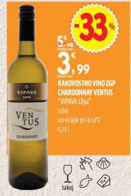 KAKOVOSTNO VINO ZGP CHARDONNAY VENTUS