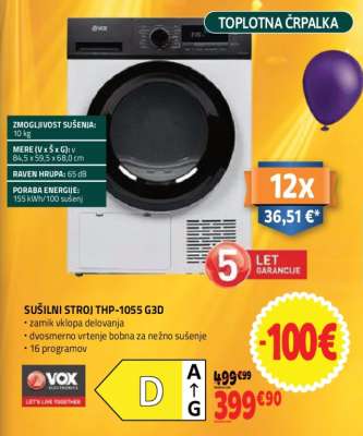 SUŠILNI STROJ THP-1055 G3D