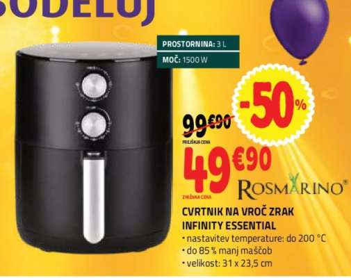 CVRTNIK NA VROČ ZRAK INFINITY ESSENTIAL