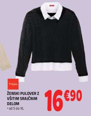 Ženski pulover z všitim srajčnim delom