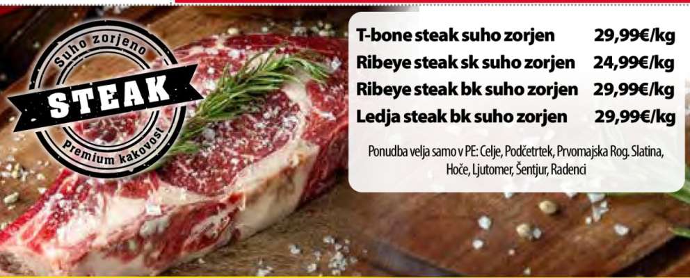 T-bone steak suho zorjen