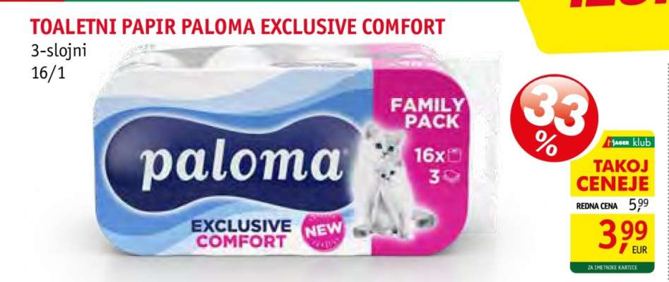 Toaletni papir Paloma Exclusive Comfort
