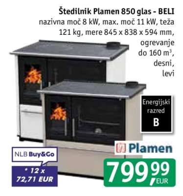 Štedilnik Plamen 850 glas - BELI