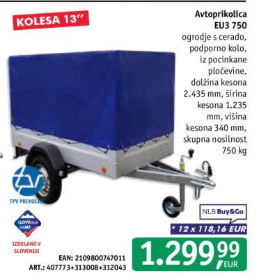 Avtoprikolica EU3 750