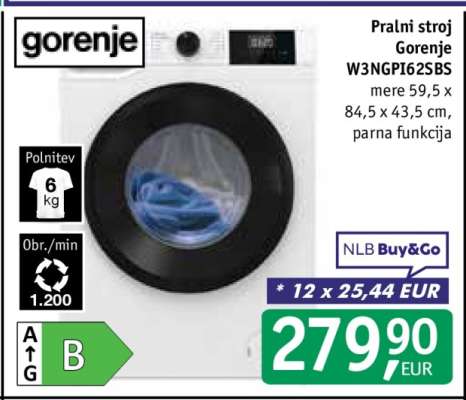 Pralni stroj Gorenje W3NGPI62SBS