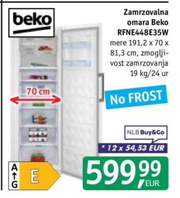 Zamrzovalna omara Beko RFNE448E35W
