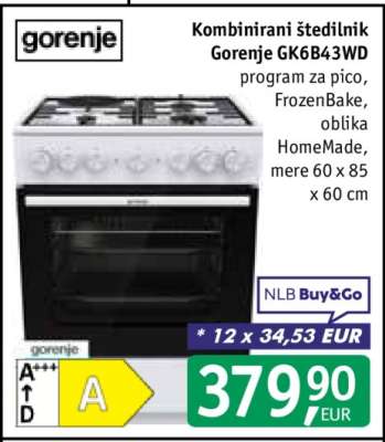 Kombinirani štedilnik Gorenje GK6B43WD
