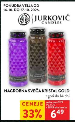 Nagrobna sveča Kristal Gold