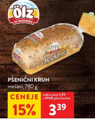 Pšenični kruh mešani, 780 g