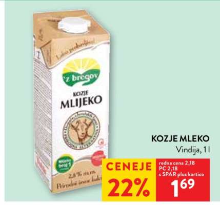 Kozje mleko Vindija, 1 l