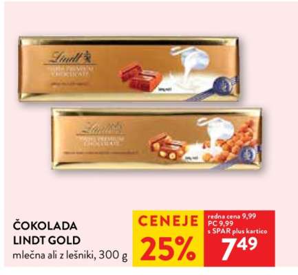 Čokolada Lindt Gold
