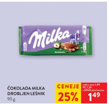 ČOKOLADA MILKA DROBLJEN LEŠNIK
