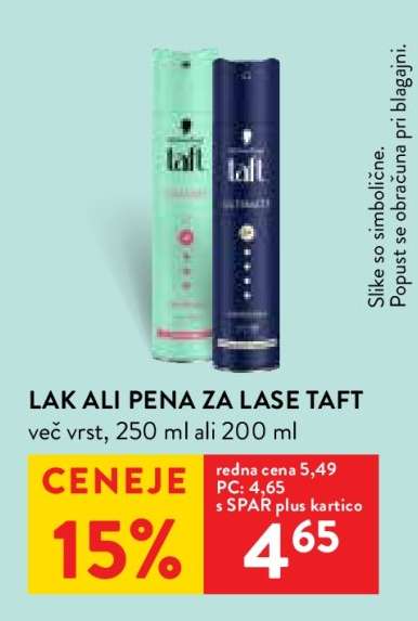 Lak ali pena za lase Taft