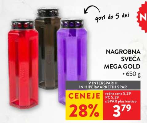 NAGROBNA SVEČA MEGA GOLD