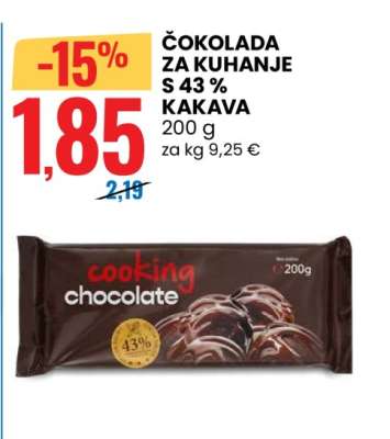 Čokolada za kuhanje s 43% kakava