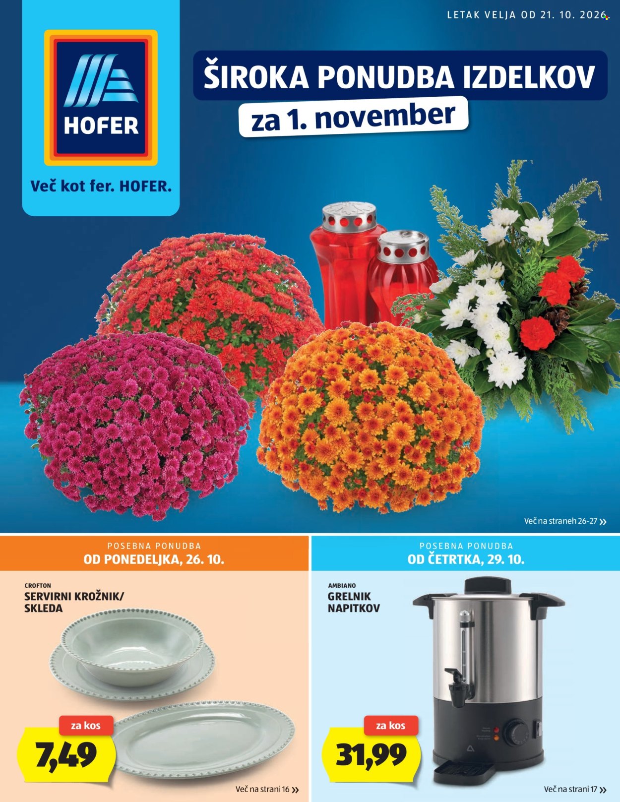 Hofer katalog - 21.10.2026 - 29.10.2026. Stran 1