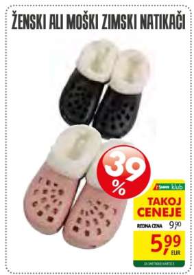 Ženski ali moški zimski natikači