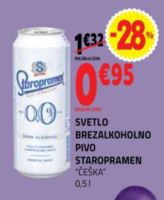 Svetlo brezalkoholno pivo Staropramen "Češka"