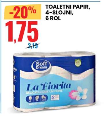 Toaletni papir, 4-slojni, 6 rol