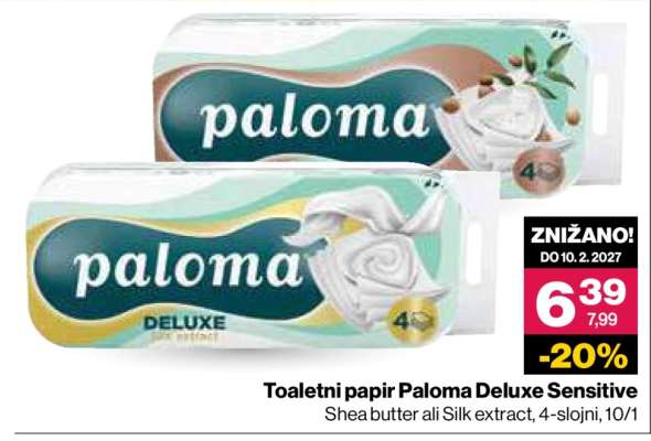 Toaletni papir Paloma Deluxe Sensitive