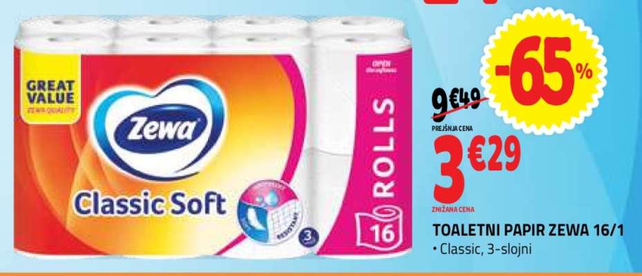 TOALETNI PAPIR ZEWA 16/1