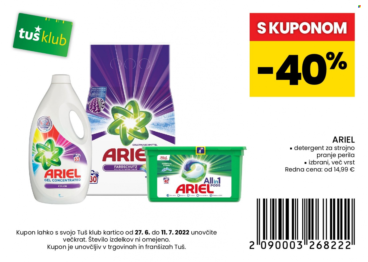 Tuš katalog - 27.06.2022 - 11.07.2022 - Ponudba izdelkov - ariel, detergent, detergent za strojno pranje. Stran 3.