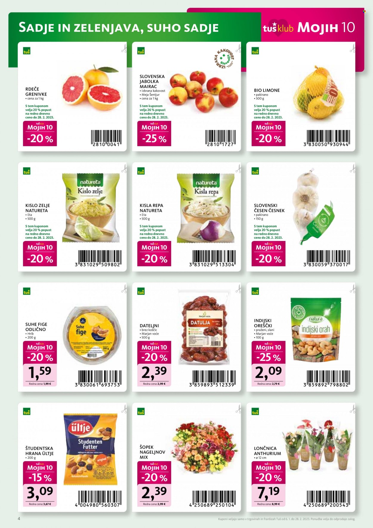 Tuš katalog - 6.1.2023 - 28.2.2023 - Ponudba izdelkov - fige, jabolka, limona, dateljni, suhe fige. Stran 4.