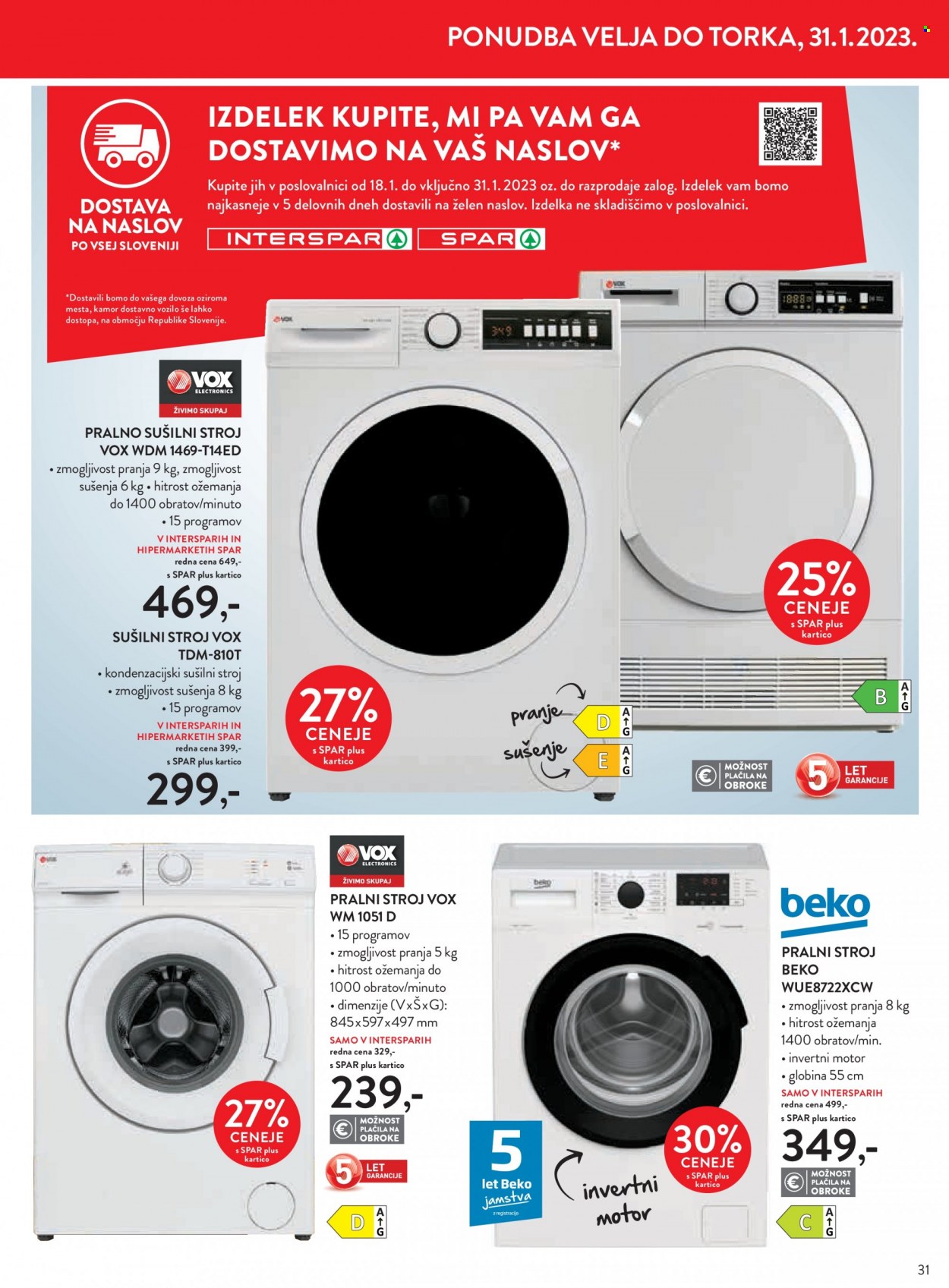 SPAR katalog - 18.1.2023 - 31.1.2023 - Ponudba izdelkov - Beko, pralni stroj. Stran 35.