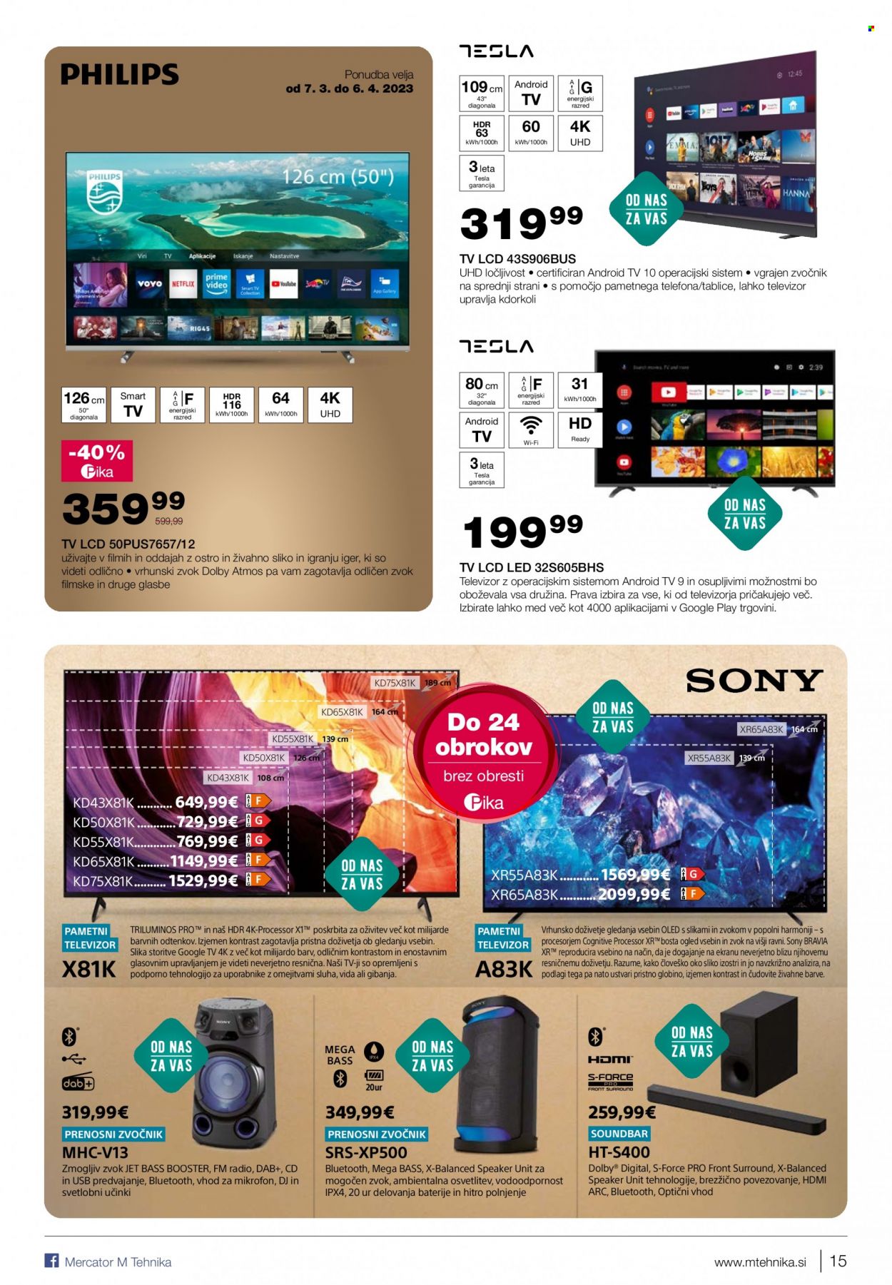 M Tehnika katalog - 2.3.2023 - 21.3.2023 - Ponudba izdelkov - Sony, televizor, TV LCD, slika. Stran 15.