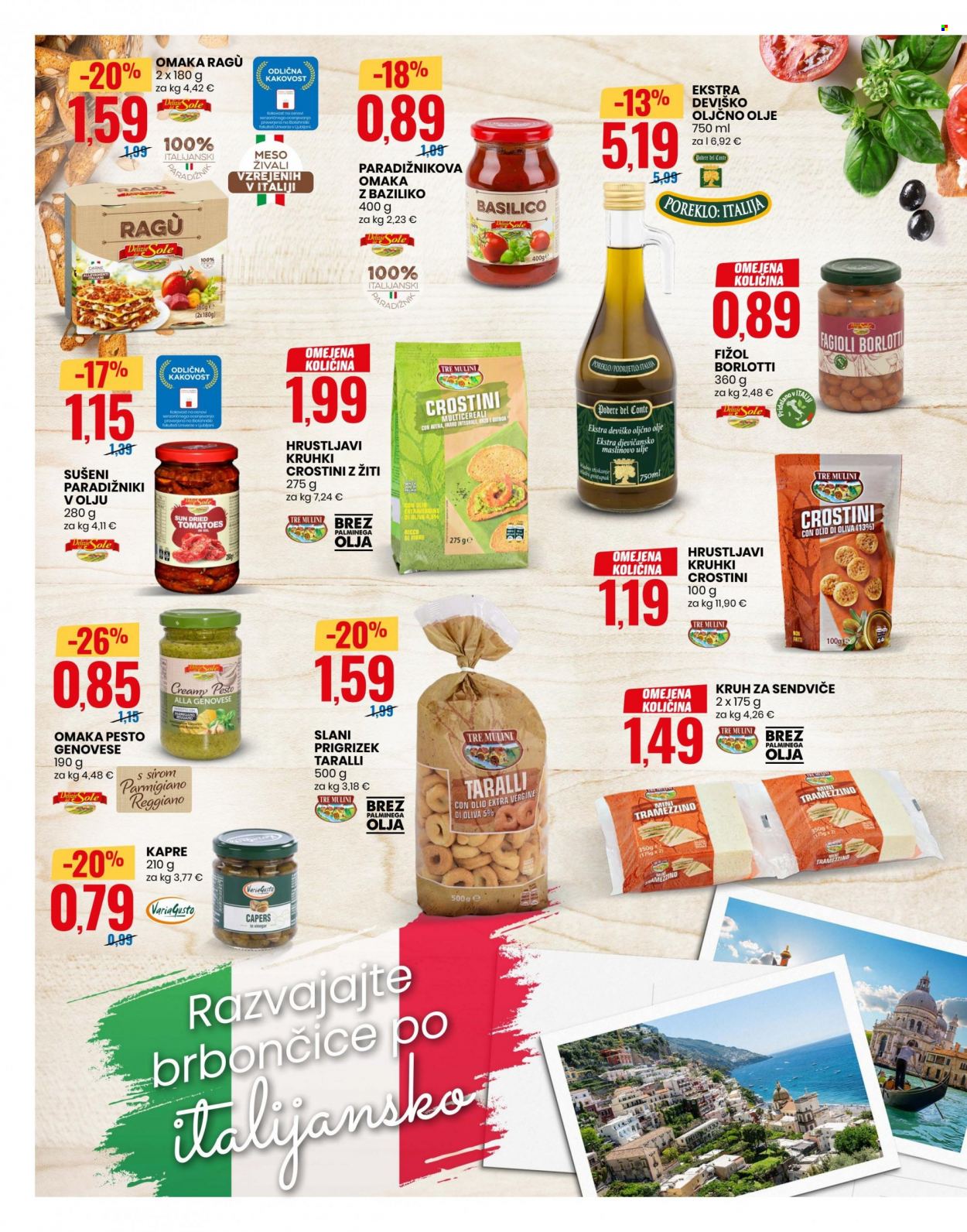 EuroSpin katalog - 16.3.2023 - 22.3.2023 - Ponudba izdelkov - kruh, Tre Mulini, Parmigiano, fižol, taralli, omaka, pesto, pesto genovese, oljčno olje. Stran 4.