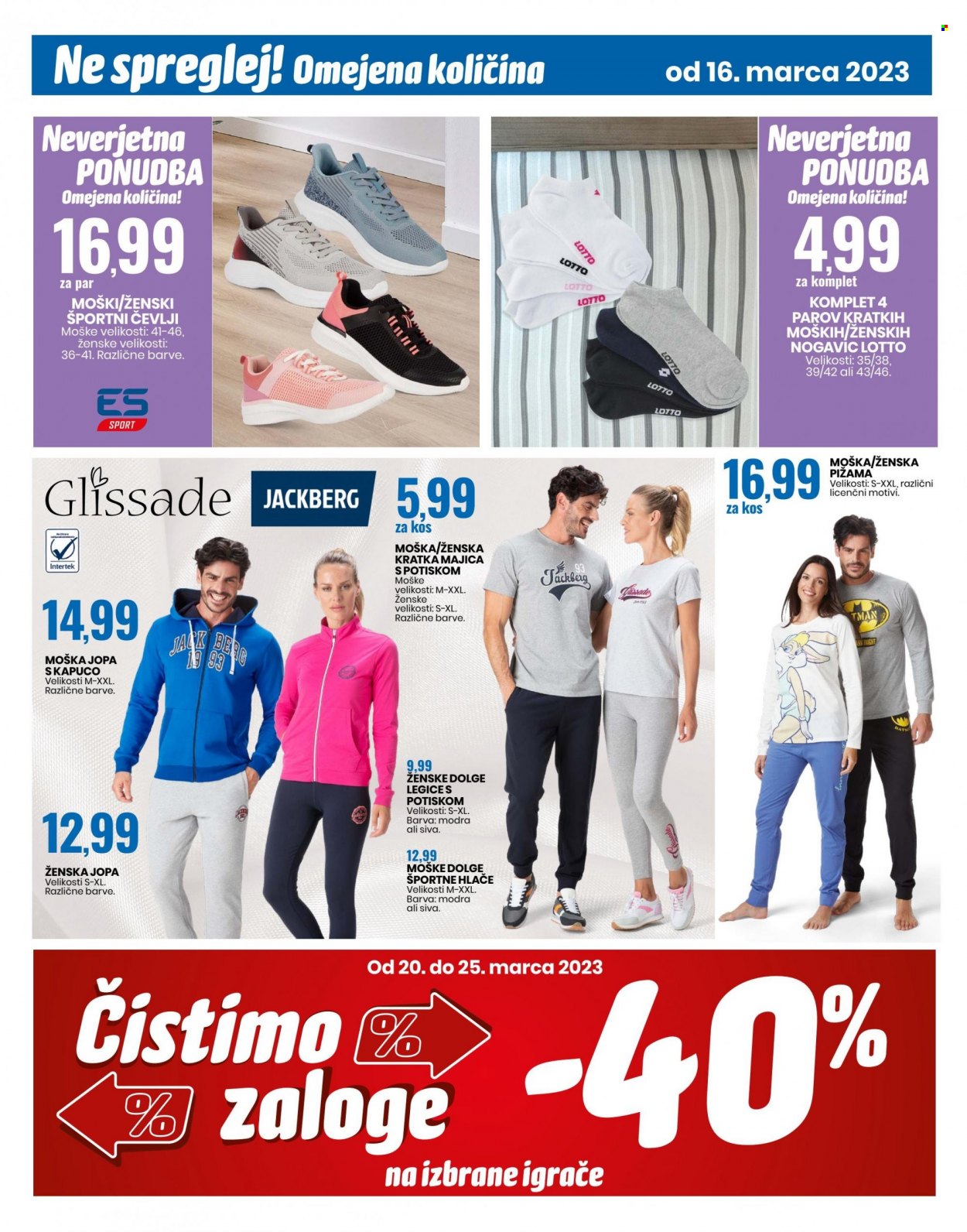 EuroSpin katalog - 16.3.2023 - 22.3.2023 - Ponudba izdelkov - hlače, majica, jopa, pižama, čevlji, športni čevlji, igrače. Stran 14.