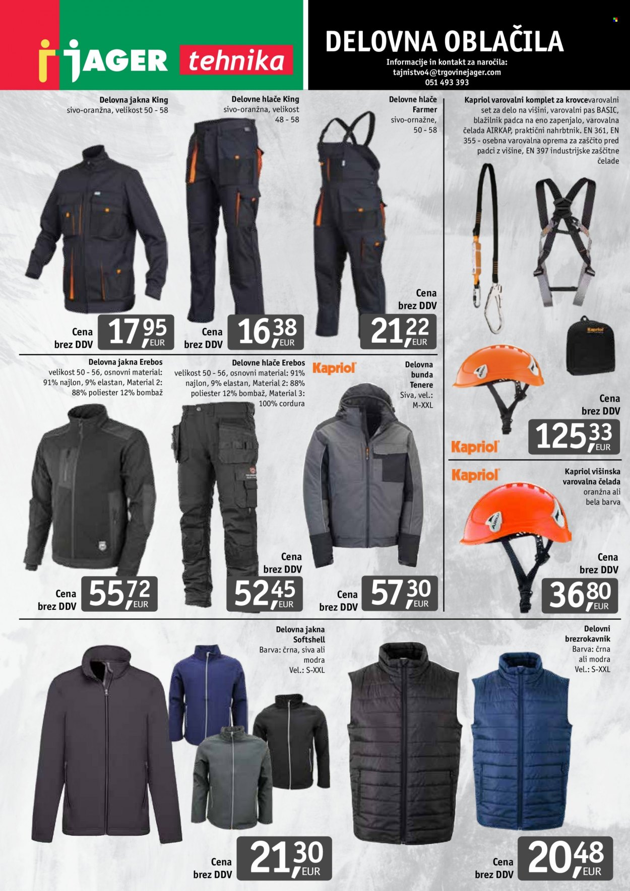 thumbnail - JAGER katalog - Ponudba izdelkov - jakna, hlače, delovne hlače, nahrbtnik, varovalni komplet. Stran 7.