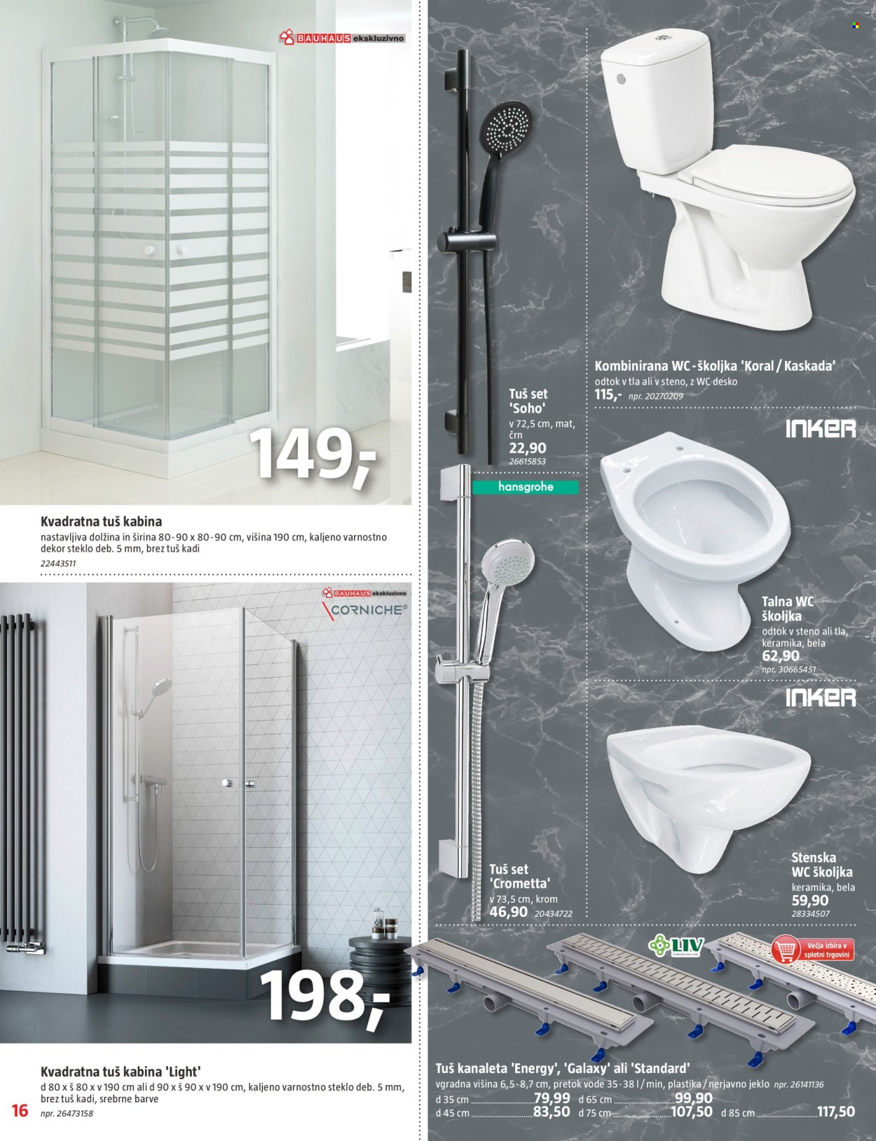 thumbnail - Bauhaus katalog - 1.2.2024 - 6.3.2024 - Ponudba izdelkov - stenska wc školjka, tuš kanaleta, kanaleta, keramika. Stran 16.