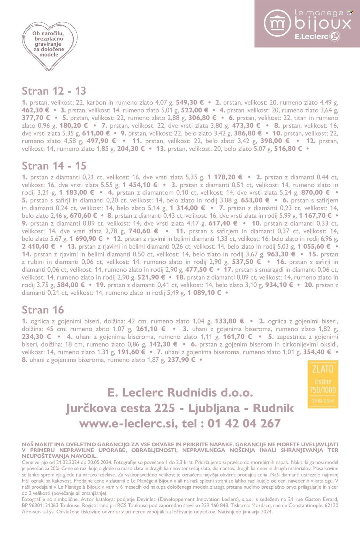 thumbnail - E.Leclerc katalog - 21.2.2024 - 31.12.2024 - Ponudba izdelkov - ogrlica, uhani. Stran 18.