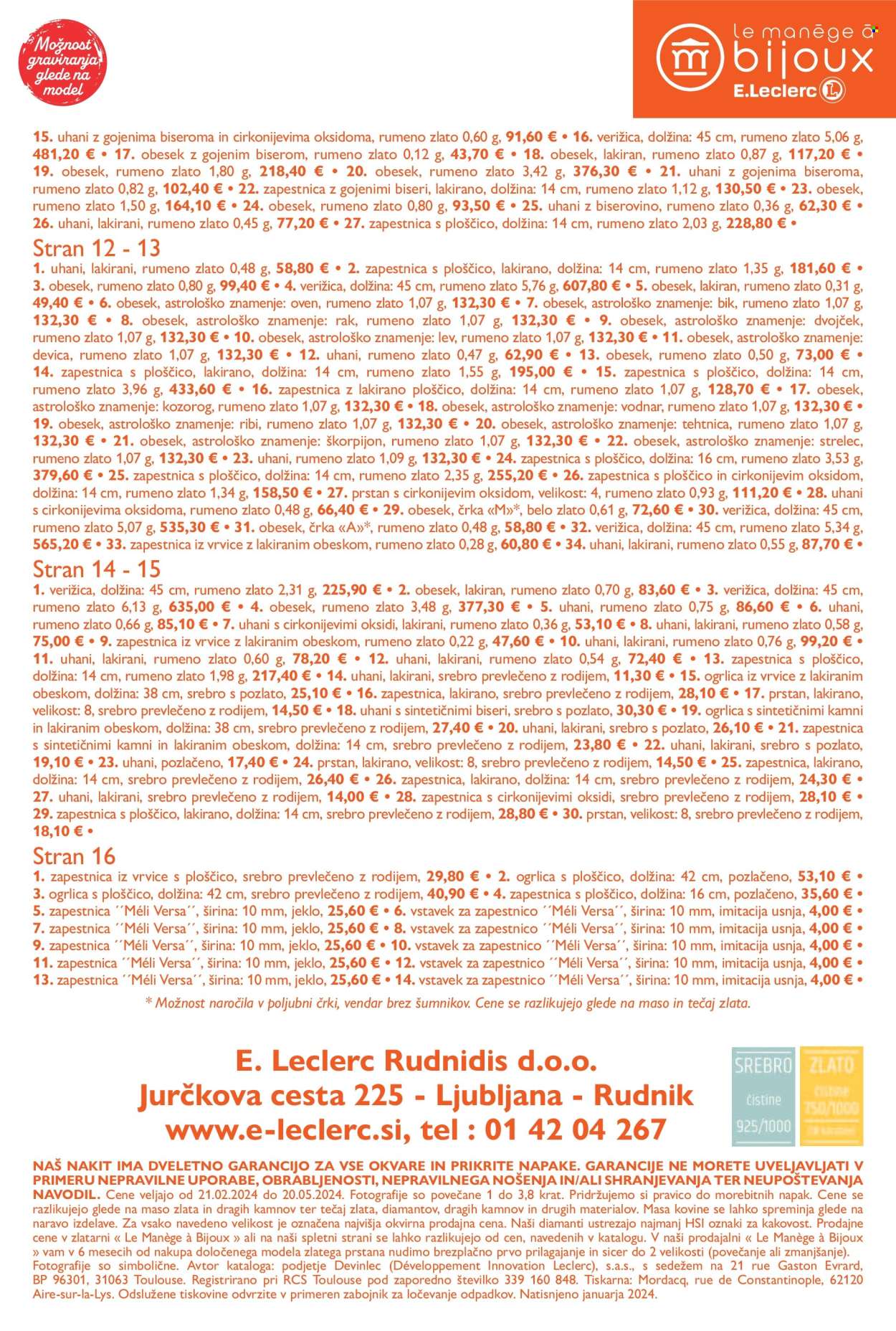 thumbnail - E.Leclerc katalog - 21.2.2024 - 31.12.2024 - Ponudba izdelkov - ogrlica, uhani. Stran 17.
