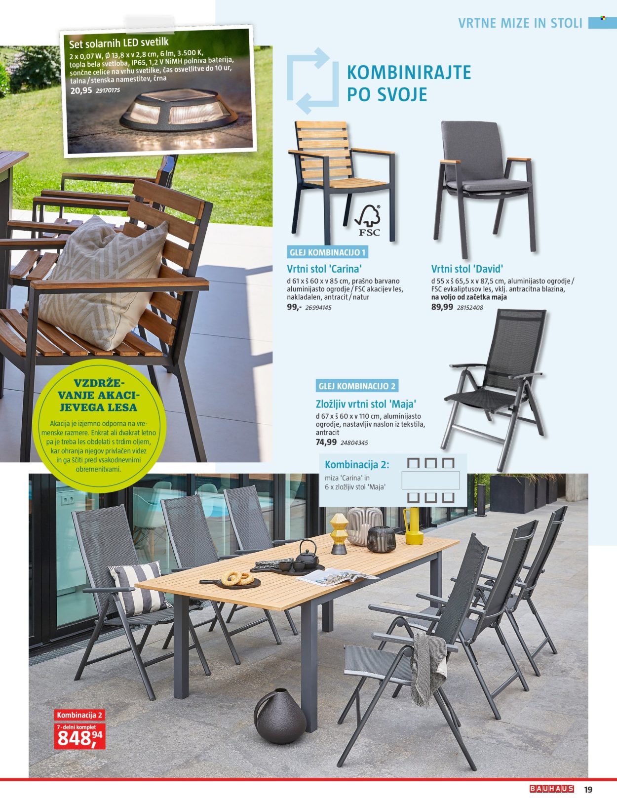 thumbnail - Bauhaus katalog - 10.4.2024 - 31.7.2024 - Ponudba izdelkov - miza, stol, zložljiv stol, vrtni stol, baterija, blazina. Stran 19.