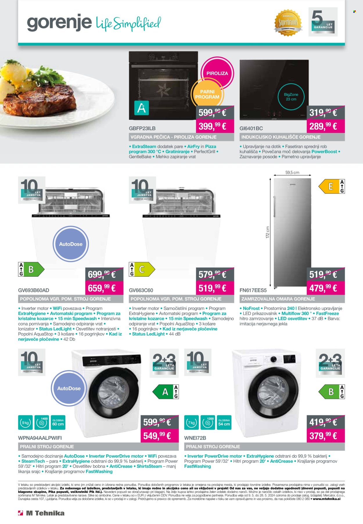 thumbnail - M Tehnika katalog - 9.5.2024 - 28.5.2024 - Ponudba izdelkov - Gorenje, zamrzovalna omara, vgradna pečica, pralni stroj. Stran 4.